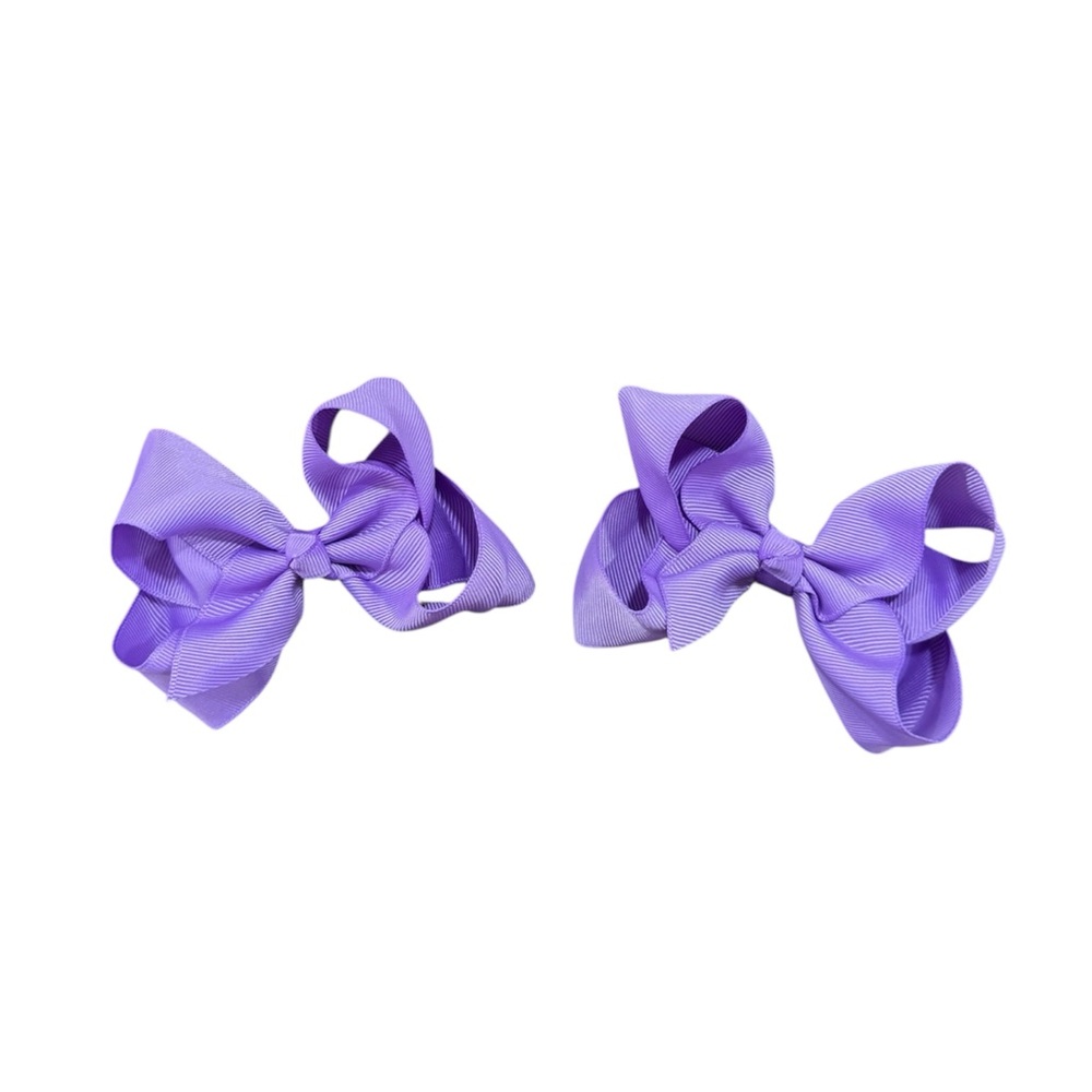 Lavender Ribbon Bow Hair Clips for Kids - Set of 2